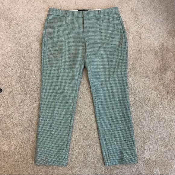 BANANA Republic green printed textured Sloan pants Sz 6P - Picture 2 of 11